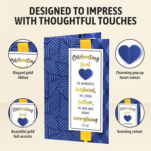 Gold Foil Father's Day Card for Husband | 5x8in with Stickers & Envelope