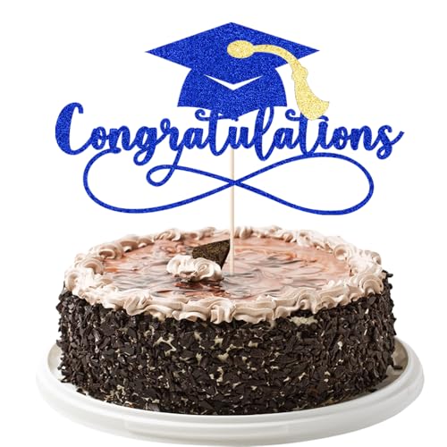 Congratulations Cake Topper for 2026 Graduation - Dark Blue & Gold