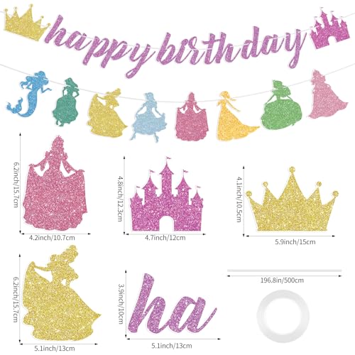 Princess Birthday Party Decorations Set - Pink Castle & Crown Banners