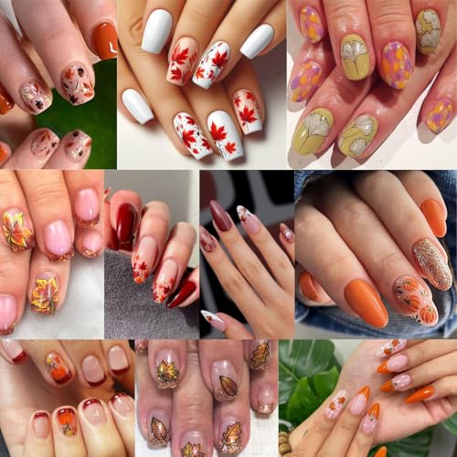 Autumn Maple Leaves Nail Stickers 3D Thanksgiving Pumpkin Fall Decals