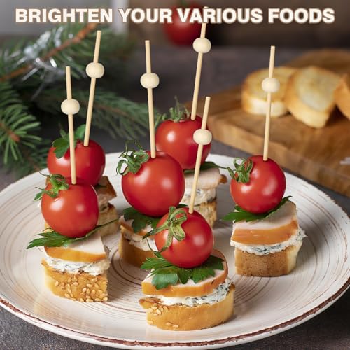 200PCS Natural Wooden Ball Cocktail Picks for Appetizers