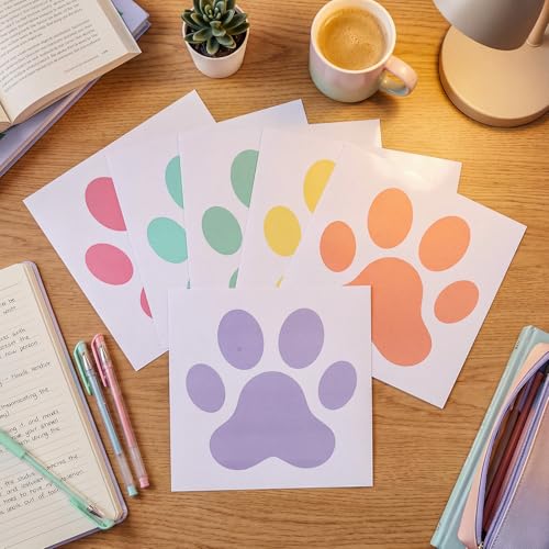 30 Pcs Pastel Paw Print Floor Decals, 7.5" Self-Adhesive Dog Footprint Stickers
