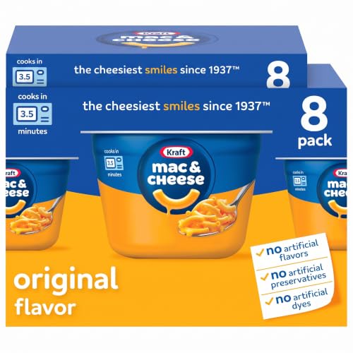 Kraft Mac & Cheese Cups 8 Pack, Microwaveable Cheesy Pasta Snacks