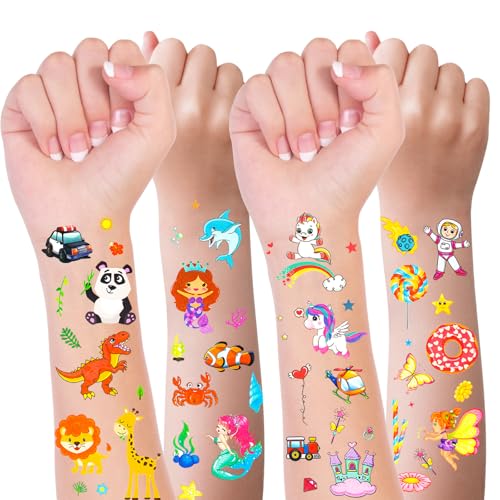Habett Kids Temporary Tattoos Set - 300+ Waterproof Designs for Party Favors
