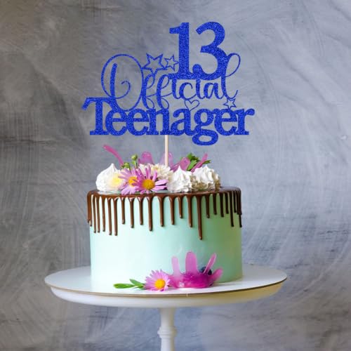 13 Official Teenager Cake Topper Dark Blue 13th Birthday Party Decor