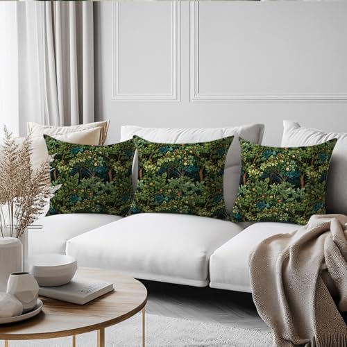 Forest03 Vintage Throw Pillow Covers - 18x18 Farmhouse Cushion Set of 2