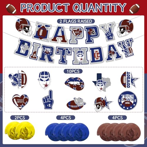 Blue Cowboy Football Party Decorations 12 Pcs - Cowboy & Rugby Theme