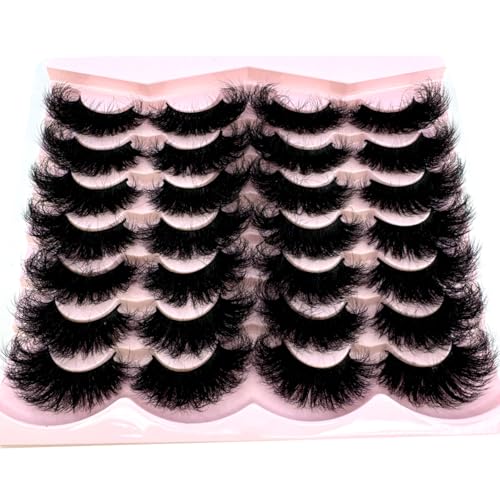 CuvDhe 14 Pairs Fluffy 3D Mink False Eyelashes Natural Long Thick Lashes