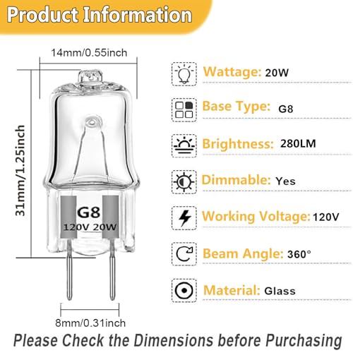 G8 Bi-Pin Bulb for GE/Samsung/Maytag Over-Stove Microwave, 2 Pack