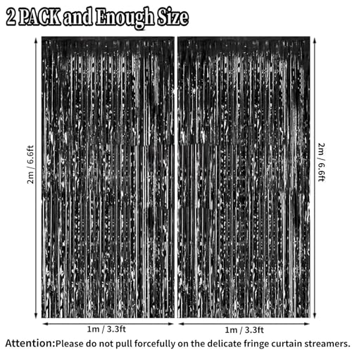 2 Pack Tinsel Foil Fringe Curtains 3.3ft x 6.6ft Shiny Party Backdrop