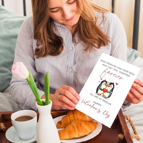 Ogeby Cute Penguin Valentine's Day Card for Soulmate | 8" x 5.3"