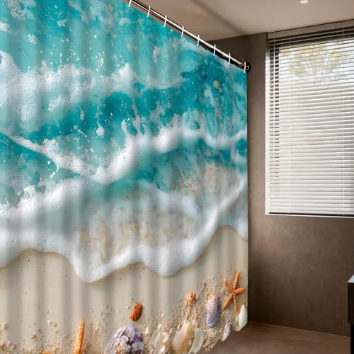 Nuxovilar Nautical Beach Shells Shower Curtain 72x72in
