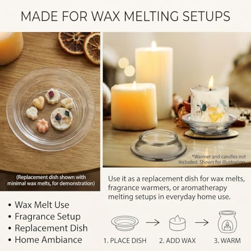 2-Pack Candle Warmer Replacement Glass Tray - 4.52 Inch Wax Melt Dish
