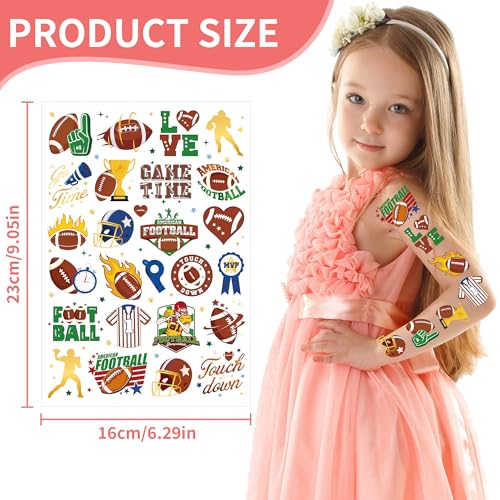 Football Temporary Tattoos Game Day Party Favors 8 Sheets