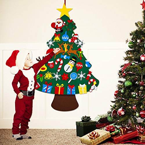 DIY Felt Christmas Tree for Toddlers with 34 Detachable Ornaments - Wall Hanging Holiday Decoration