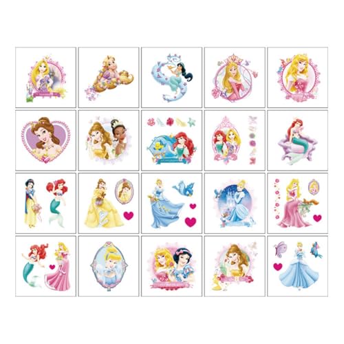 LHST Princess Temporary Tattoos for Kids 20 Sheets Party Favors