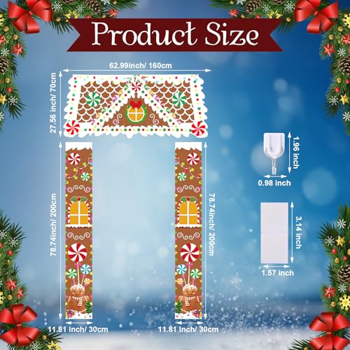 Retro Christmas Gingerbread House Door Cover Party Decorations Xmas Banner Outdoor Porch Sign