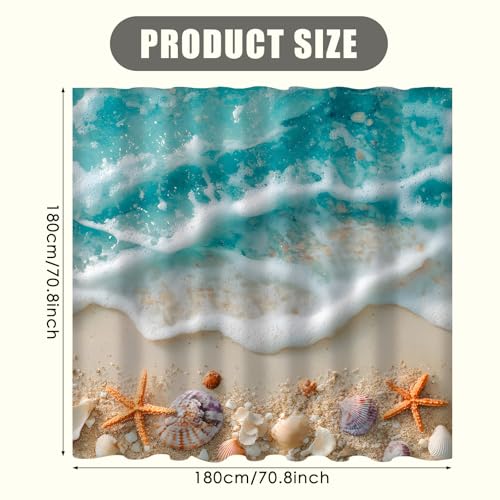 Nuxovilar Nautical Beach Shells Shower Curtain 72x72in