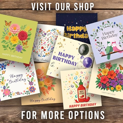 Happy Birthday Cat Card with Party Hat – 5.9" Square Folded Card