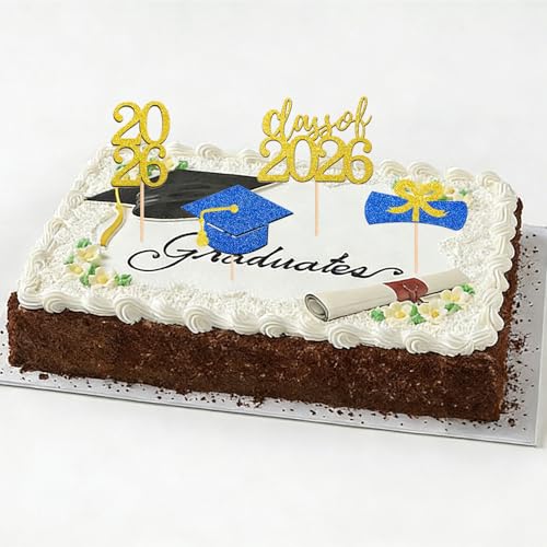 24Pcs Graduation Cupcake Toppers - Class of 2026 Black & Gold