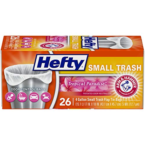 Hefty Small Garbage Bags, 4 Gallon, Tropical Paradise Scent, 26 Count