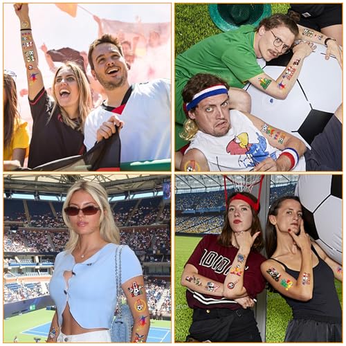 World Soccer Temporary Tattoos, North American Sports Party Favors (8 Sheets)