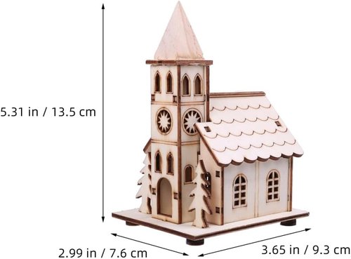 BESPORTBLE Christmas Village House - LED Light-Up Rustic Church Ornament | Beige Winter Decoration