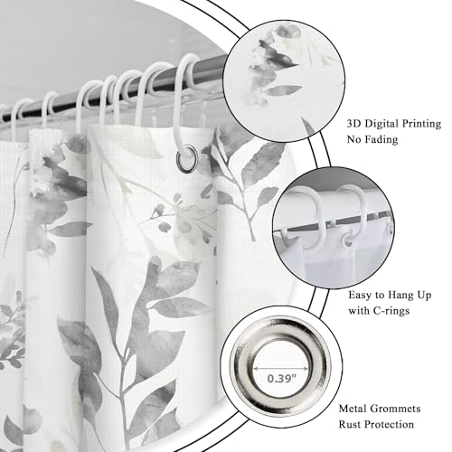 Riyidecor 60x72 Eucalyptus Leaves Shower Curtain - Waterproof Fabric