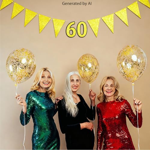 Gold Glitter Pennant Banner Flags - 36 Pcs Triangle Decorations