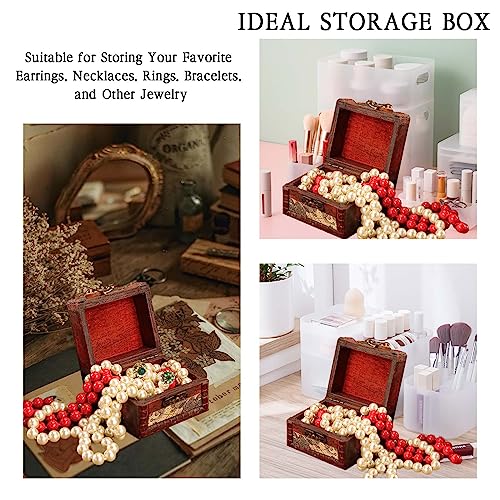 Small Wooden Jewelry Box, Antique Style Wood Storage Chest for Trinkets