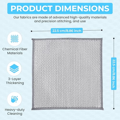 Vivecy 11-Piece Non-Scratch Wire Dishcloth Set - 3-Layer 8.66” Rags