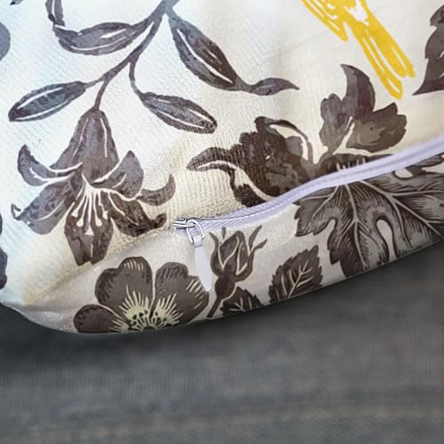 Emvency Vintage Floral Bird Throw Pillow Cover, 16x16 Inch Gray Velvet