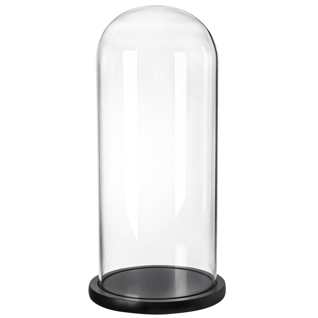 ZOOFOX 13.8 Inch Tall Glass Dome with Base, Clear Glass Empty Display Cloche, Decorative Bell Jar for Succulents, Collectibles, Fairy Lights, Photos, Medals, Heirlooms
