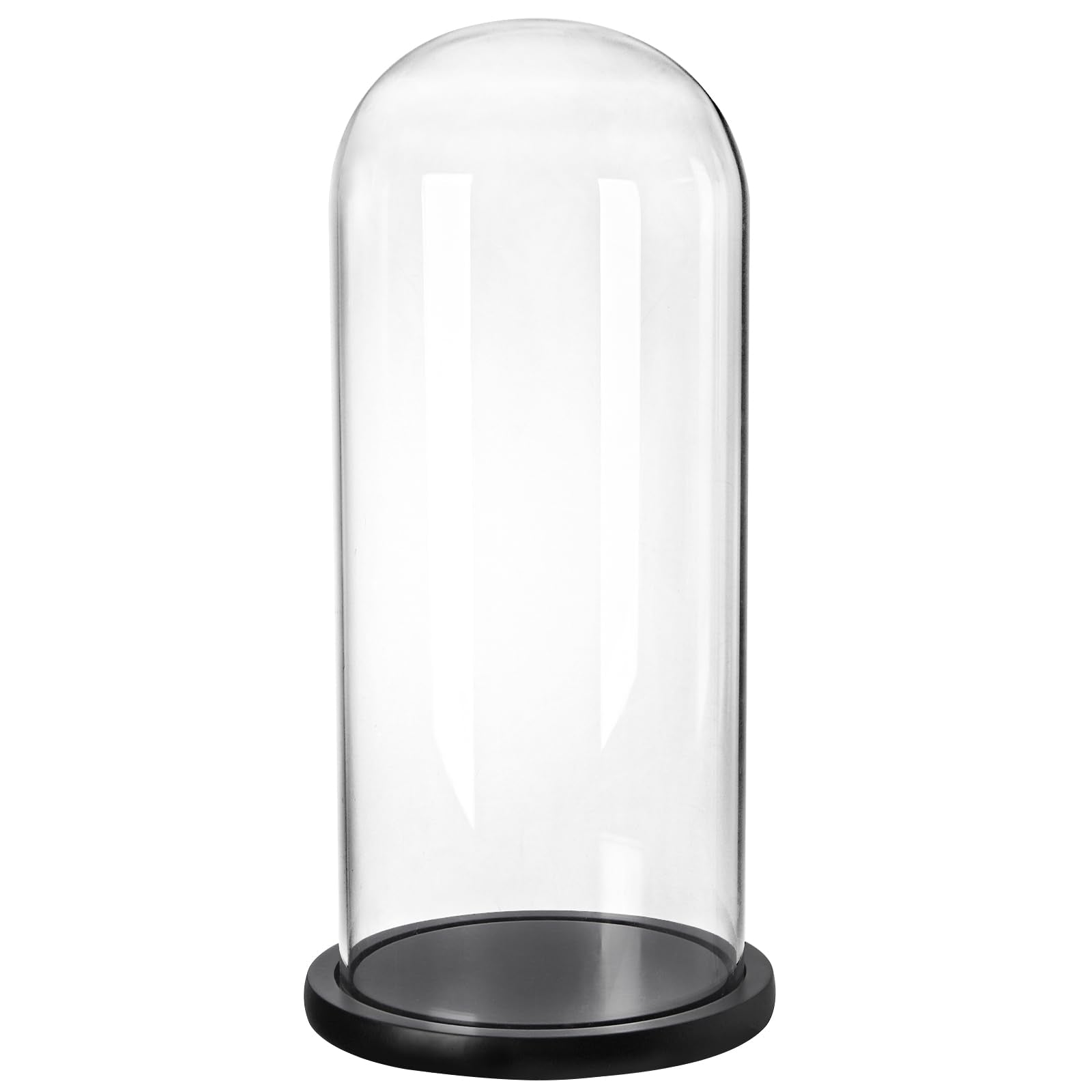 ZOOFOX 13.8 Inch Tall Glass Dome with Base, Clear Glass Empty Display Cloche, Decorative Bell Jar for Succulents, Collectibles, Fairy Lights, Photos, Medals, Heirlooms