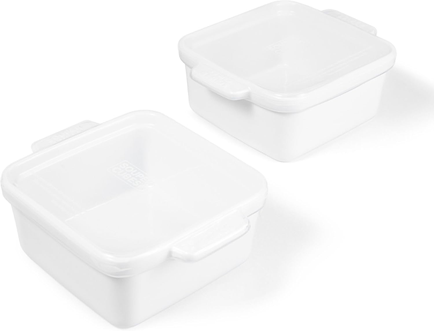 Souper Cubes | 5 x 5 Stoneware Ceramic Baking Dishes with Silicone Covers - Set of 2