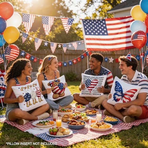 Bogatstvo Patriotic US 250th Anniversary Throw Pillow Cover 18x18 Inches