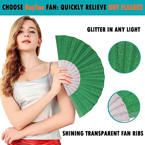 HeyToo Glitter Handheld Fan - Elegant Cooling Accessory for Parties