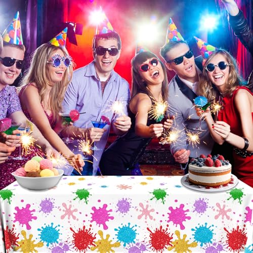 Paint Splatter Tablecloths - 3 Pack Art Party Decorations 72.5x40.8in