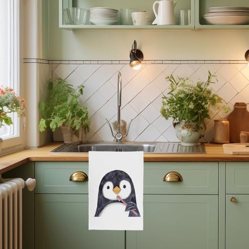 KAOWT Penguin Bathroom Hand Towels - Cute Animal Kids Gift, 16x24 Inches
