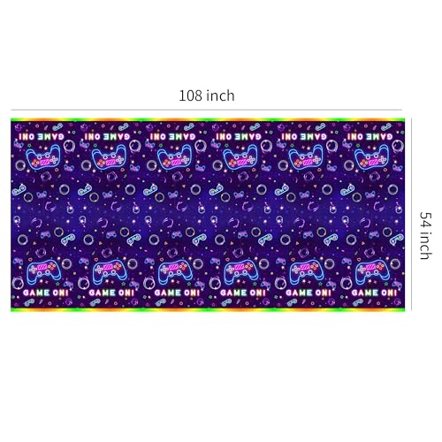 Gamer Birthday Party Tablecloths - Neon Glow, 3 Pack, 108x54