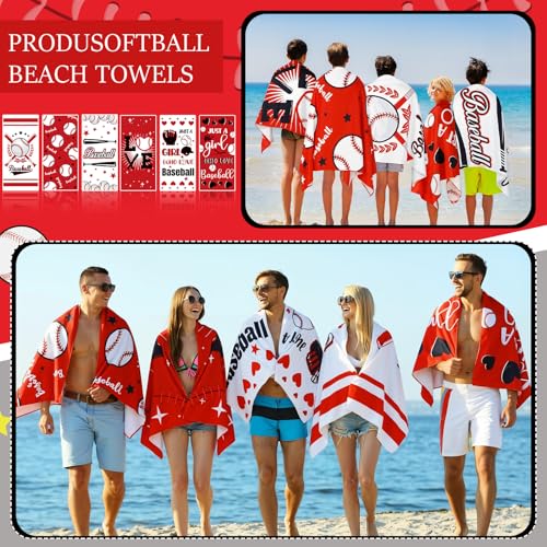 Moukeren 6 Pack Large Microfiber Baseball Beach Towels 60x28 Inches - Quick Dry & Soft