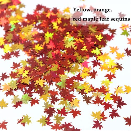 Maple Leaf Nail Glitters Gold and Red Fall Sequins with Glitter Powder