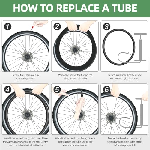 26" Bike Tube, 2PCS Bicycle Inner Tube Compatible for 26 Inch x 1.75/1.95/2.10/2.125 Bike Tire,Mountain Bike Inner Tube with 32mm Schrader Valve, Butyl Rubber Inner Tube for MTB Road Bike, 2PCS Levers
