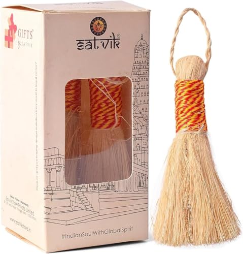 Small Handmade Banana Broom for Hindu Puja Rituals - Eco-Friendly