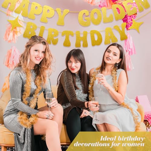 Happy Golden Birthday Banner - Premium Glitter Party Decor