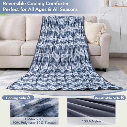 Cooling Blanket for Hot Sleepers – Reversible XL Throw 50"x70"