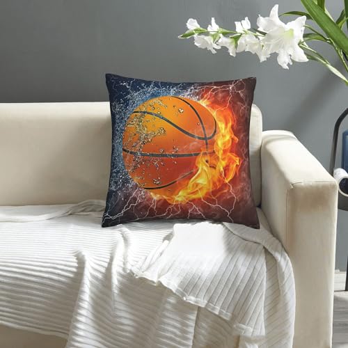 18x18 Sports Basketball Plush Throw Pillow Cover - Soft Polyester