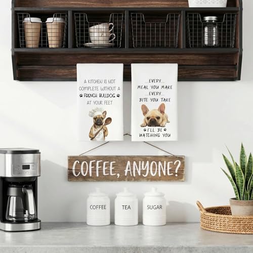 French Bulldog Kitchen Towel Set - Absorbent Cotton Dish Towels (18 x 26)