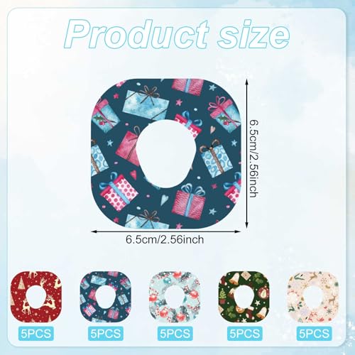 25pcs Adhesive Over Patches for Dexcom G7, Christmas Waterproof CGM Sensor Cover Tapes, Non-Woven Fabric Reindeer Christmas Tree Sensor Sticker, Blood Sugar Monitor Overpatches for Dexcom Accessories