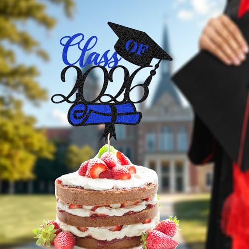 Glitter Graduation Cake Topper 2026 - Congrats Grad Decor